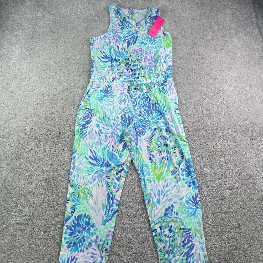 NEW Lilly Pulitzer Jumpsuit Girls XL Multicolor Vala Shell of a Party Sleeveless
